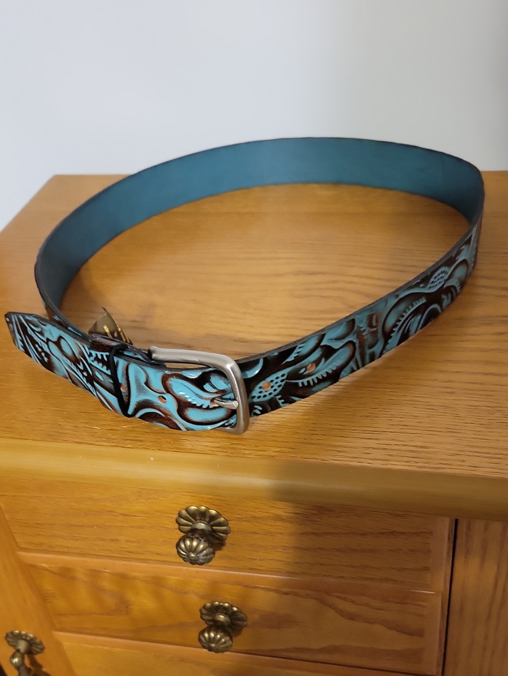 Patricia Nash Turquoise Tooled Leather Belt - Stylish Design